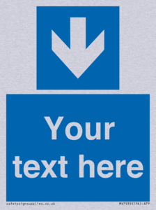 Custom Mandatory directional sign, blue arrow down